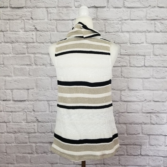 Dolan Anthro top cream tan black stripe cowl neck sleeveless women's size M - Picture 3 of 9